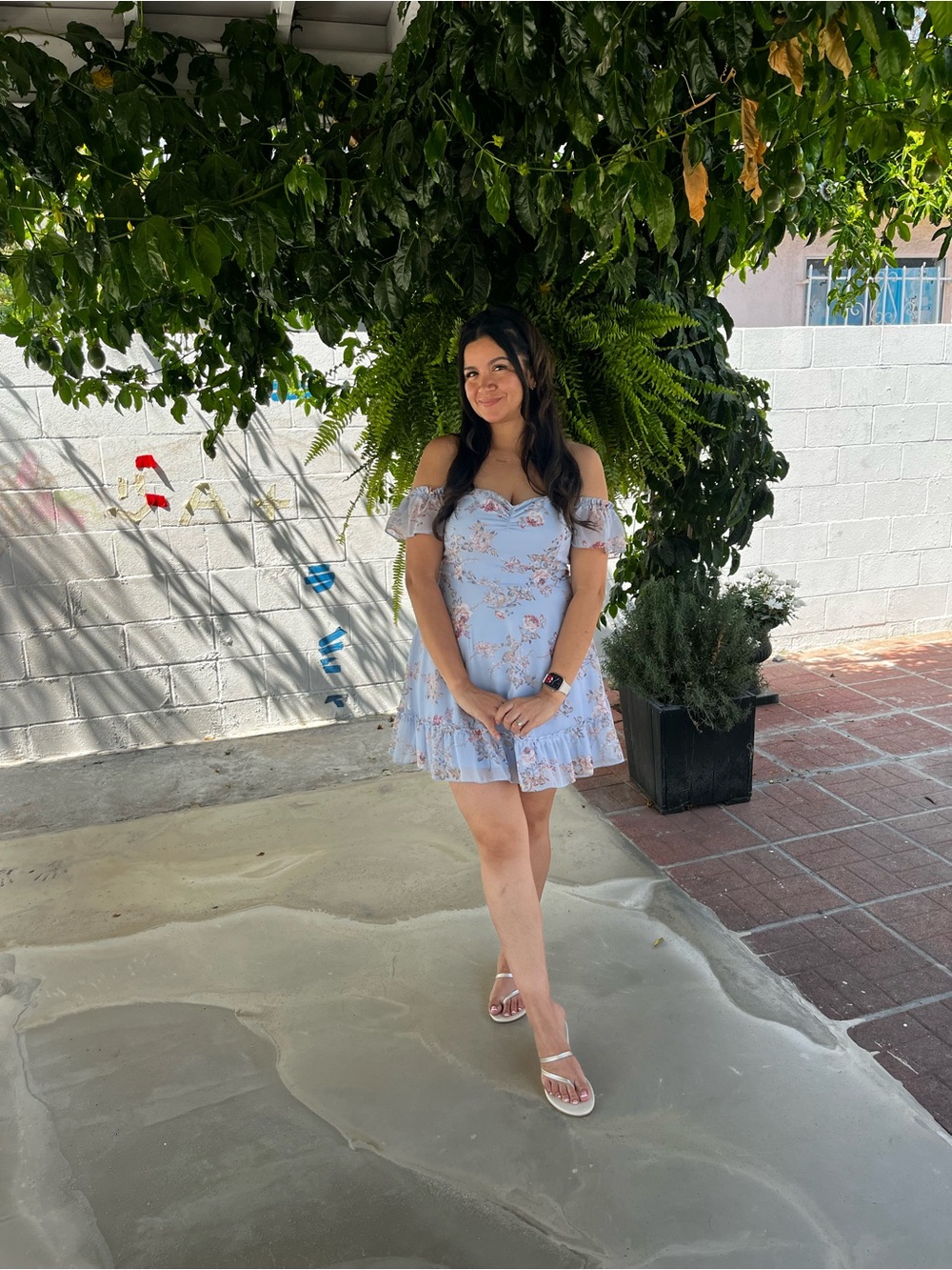 Windsor Light Blue Floral Off-Shoulder Mini Dress - Picture 4 of 4